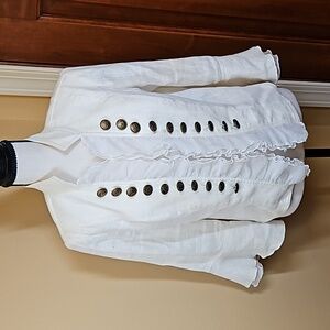 INSIGHT NEW YORK RUFFLE LONGSLEEVE JACKET TOP 4 CREAM OFF WHITE